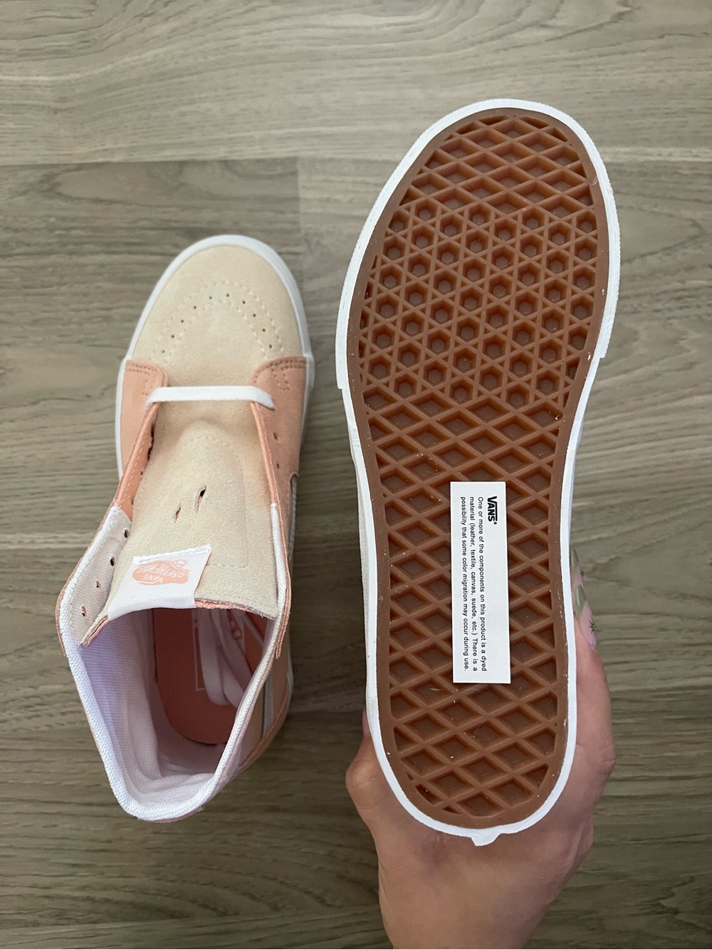 Vans Sk8-Hi Stackform High-Top Platform Sneakers in Peach Colorblock and White - Picture 4 of 6